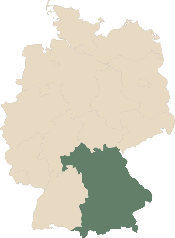 Deutschlandkarte, Bayern hervorgehoben