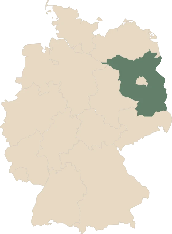 Deutschlandkarte, Brandenburg hervorgehoben