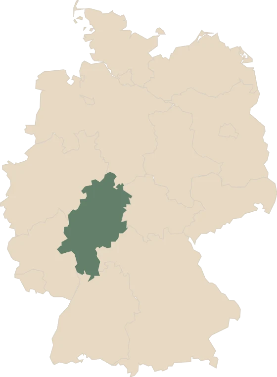 Deutschlandkarte, Hessen hervorgehoben