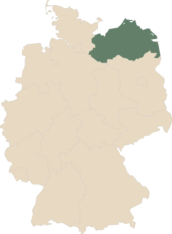 Deutschlandkarte, Mecklenburg-Vorpommern hervorgehoben