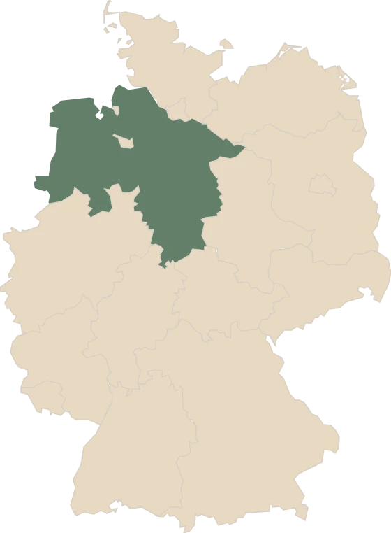 Deutschlandkarte, Niedersachsen hervorgehoben