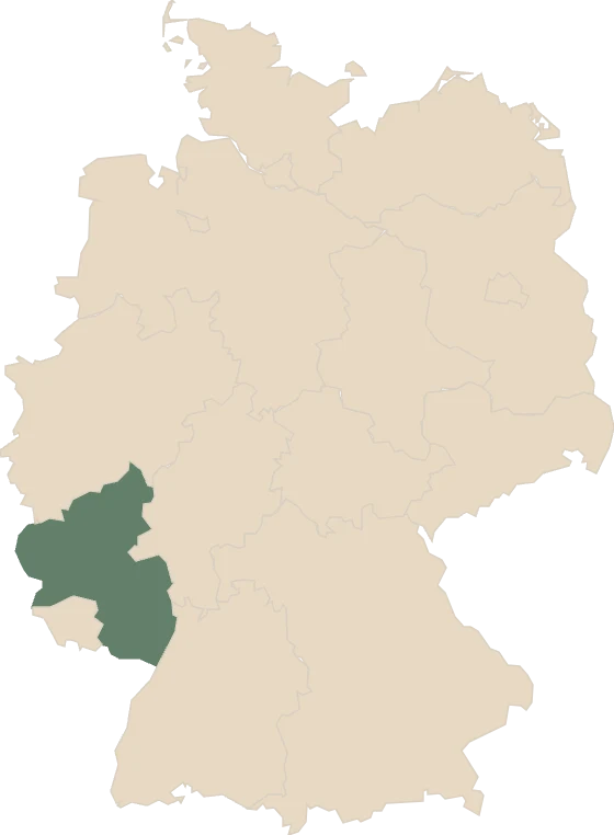 Deutschlandkarte, Rheinland-Pfalz hervorgehoben