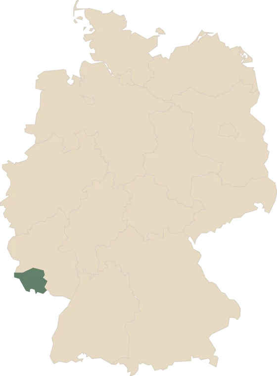 Deutschlandkarte, Saarland hervorgehoben