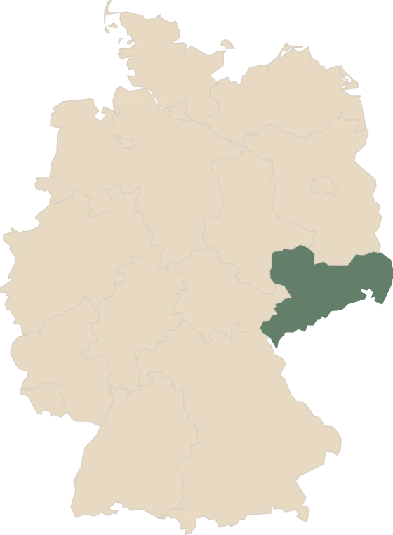 Deutschlandkarte, Sachsen hervorgehoben