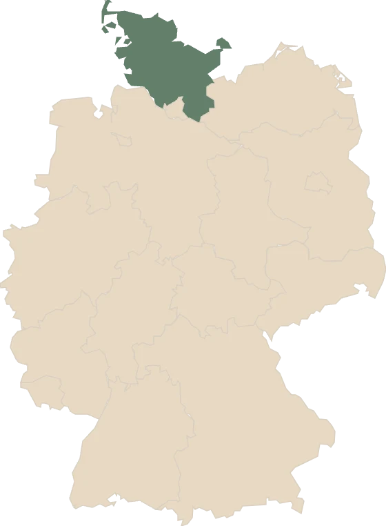 Deutschlandkarte, Schleswig-Holstein hervorgehoben