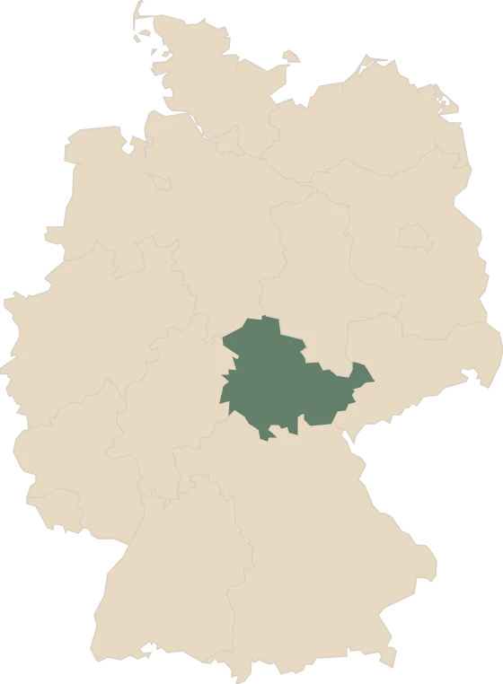 Deutschlandkarte, Thüringen hervorgehoben